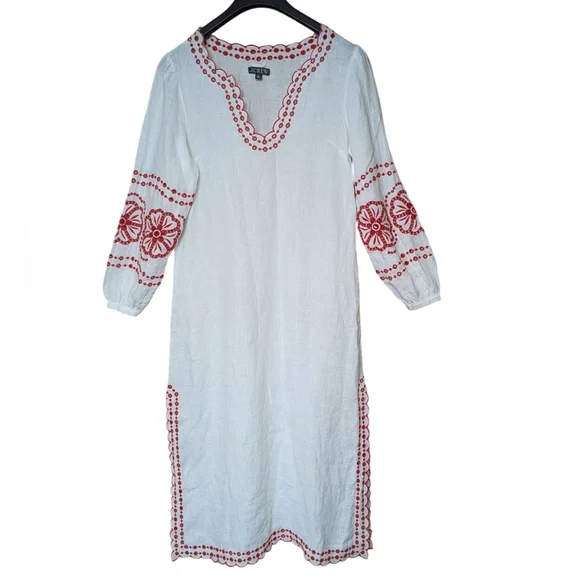 J. Crew | Dresses | J Crew Bungalow Embroidered 0 Linen Dress Size Xs |  Poshmark
